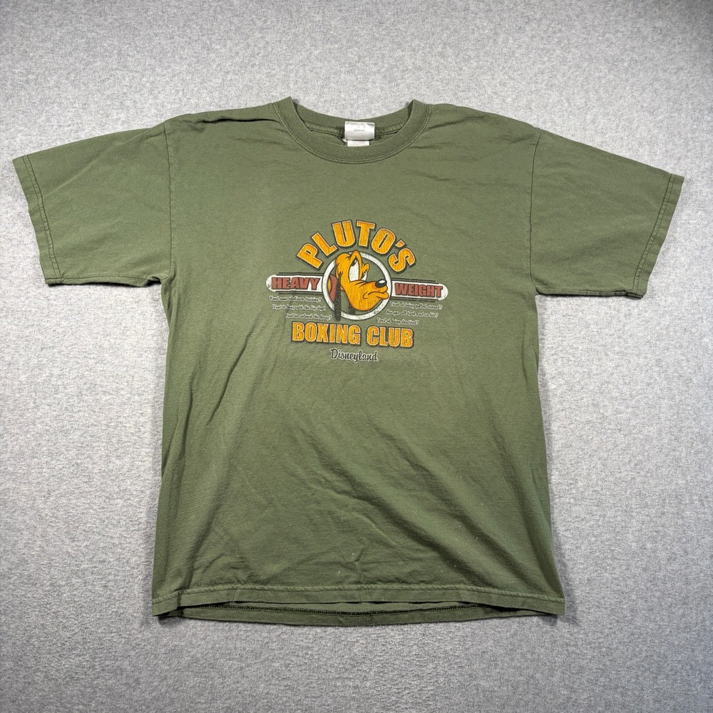 Disneyland Pluto Heavy Weight Boxing Club T-Shirt Men Large Green Vintage Tee